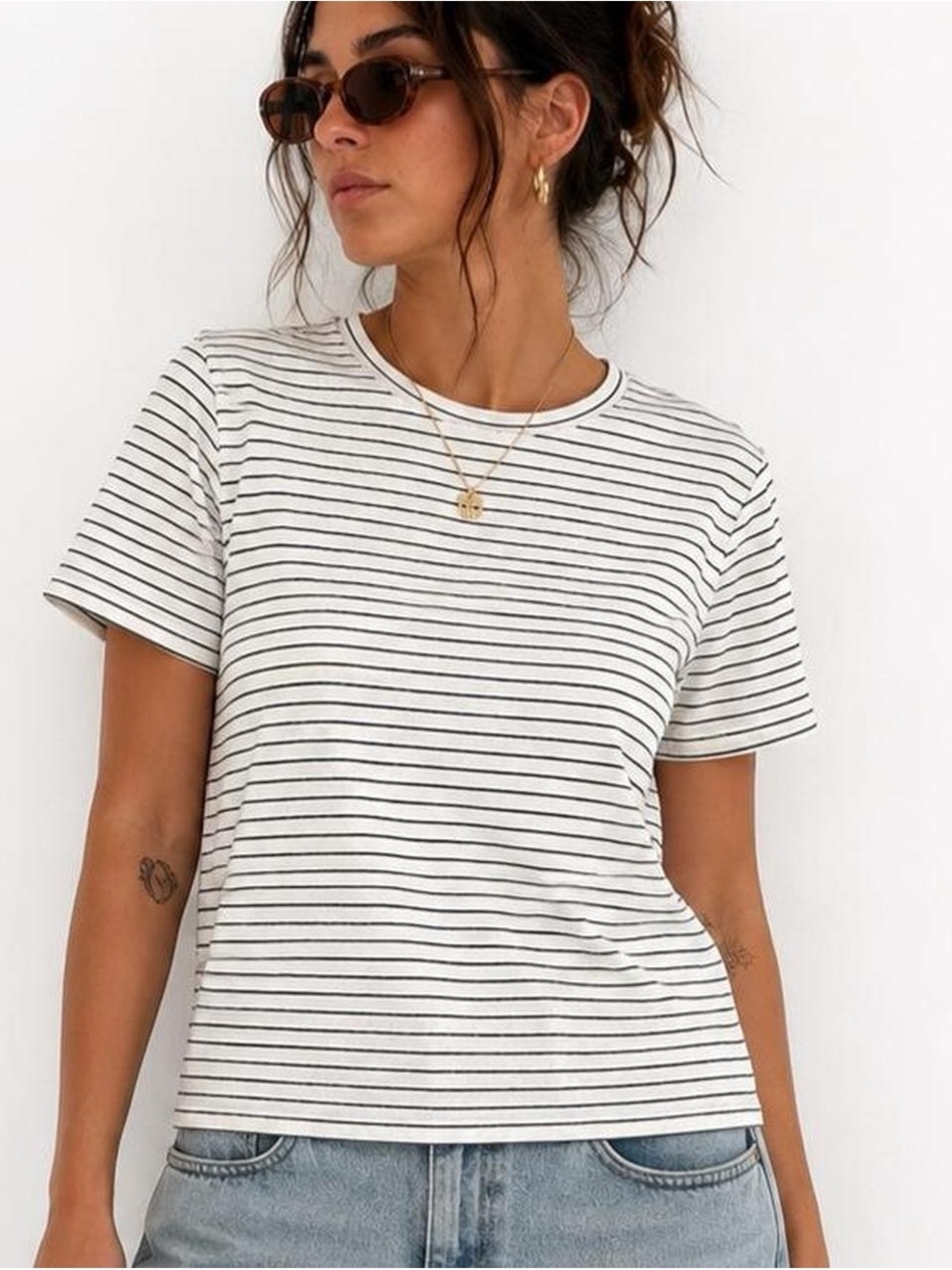 Banana Republic Linen Blend Striped Tee NWT Small Crewneck